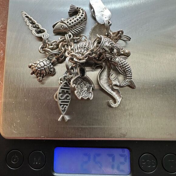 Sea Life Silver Tone Loaded Charm Bracelet - Picture 3 of 4